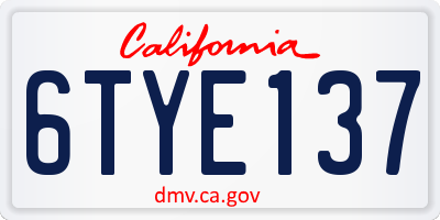 CA license plate 6TYE137
