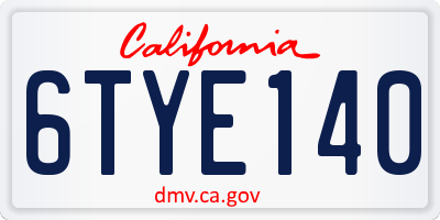 CA license plate 6TYE140