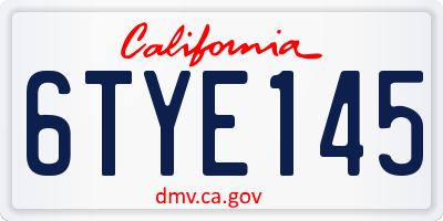 CA license plate 6TYE145