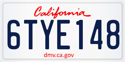 CA license plate 6TYE148