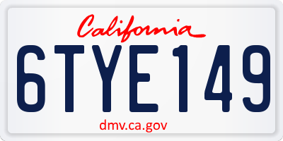 CA license plate 6TYE149