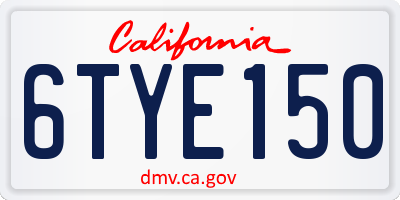CA license plate 6TYE150