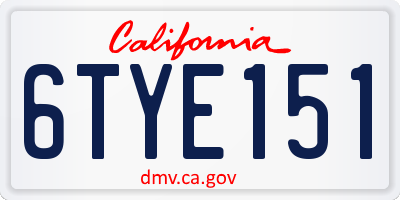 CA license plate 6TYE151