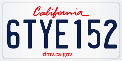 CA license plate 6TYE152