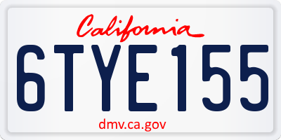 CA license plate 6TYE155