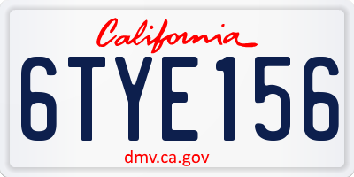 CA license plate 6TYE156