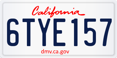 CA license plate 6TYE157