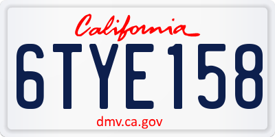 CA license plate 6TYE158