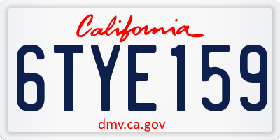 CA license plate 6TYE159