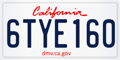 CA license plate 6TYE160