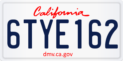 CA license plate 6TYE162