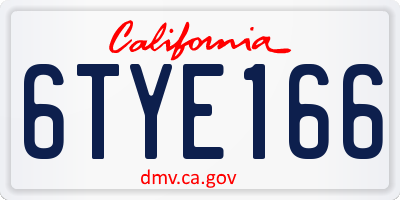 CA license plate 6TYE166