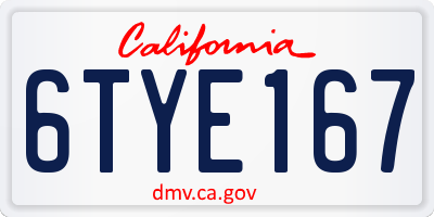 CA license plate 6TYE167
