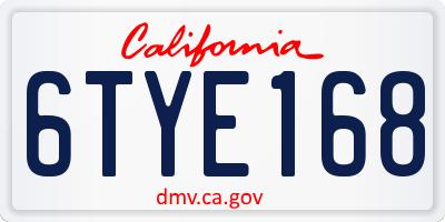 CA license plate 6TYE168