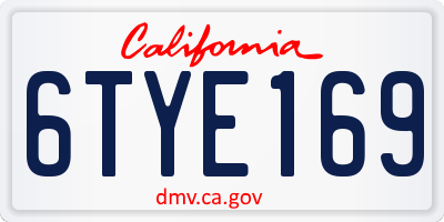 CA license plate 6TYE169
