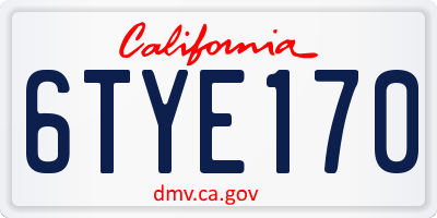 CA license plate 6TYE170