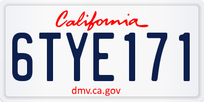 CA license plate 6TYE171