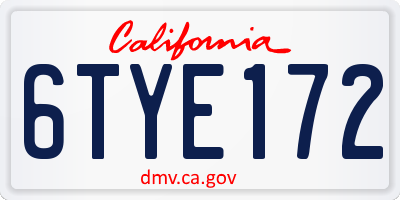 CA license plate 6TYE172