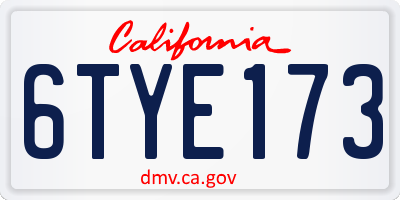 CA license plate 6TYE173