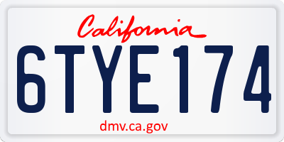 CA license plate 6TYE174