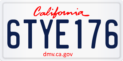 CA license plate 6TYE176