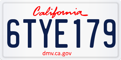 CA license plate 6TYE179