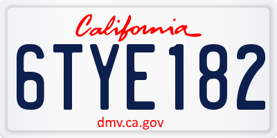 CA license plate 6TYE182