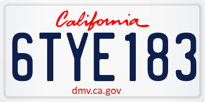 CA license plate 6TYE183