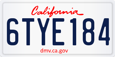 CA license plate 6TYE184