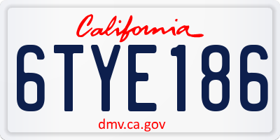 CA license plate 6TYE186