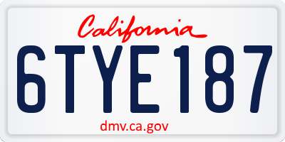 CA license plate 6TYE187