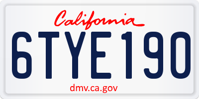 CA license plate 6TYE190