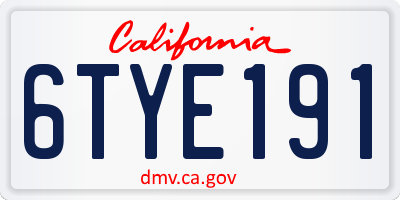 CA license plate 6TYE191