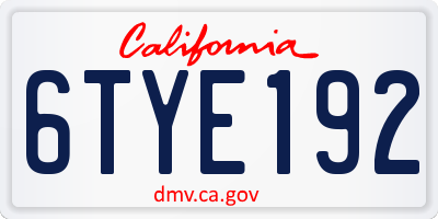 CA license plate 6TYE192