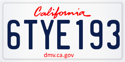 CA license plate 6TYE193