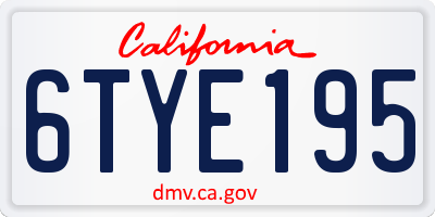 CA license plate 6TYE195