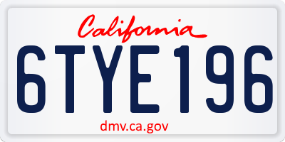 CA license plate 6TYE196
