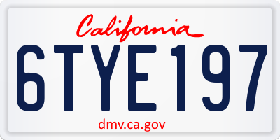 CA license plate 6TYE197
