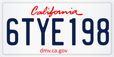 CA license plate 6TYE198