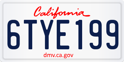 CA license plate 6TYE199