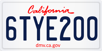 CA license plate 6TYE200