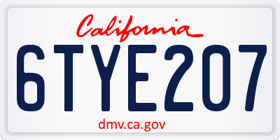 CA license plate 6TYE207