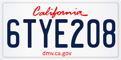 CA license plate 6TYE208