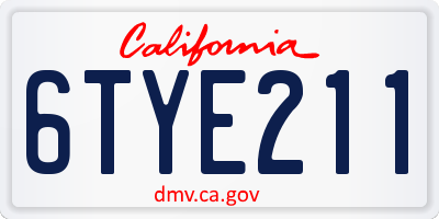 CA license plate 6TYE211