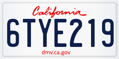 CA license plate 6TYE219