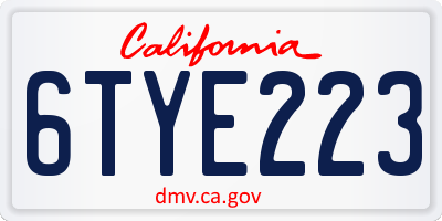 CA license plate 6TYE223