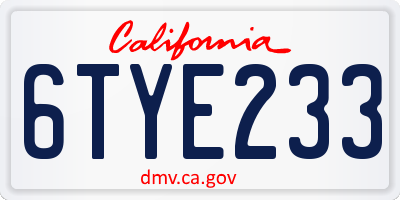 CA license plate 6TYE233