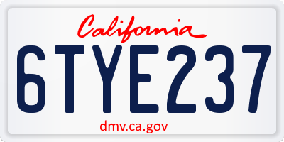 CA license plate 6TYE237