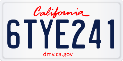 CA license plate 6TYE241