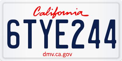 CA license plate 6TYE244